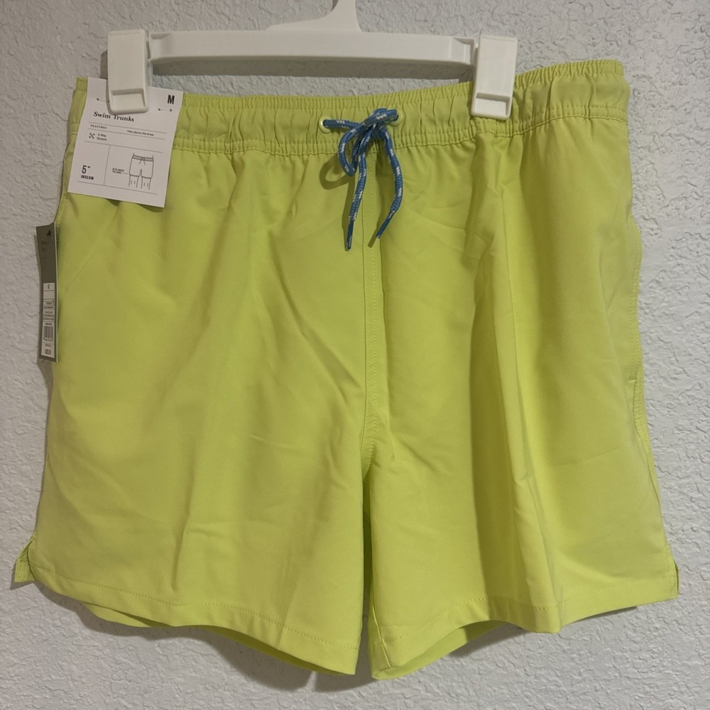 Goodfellow Co Men's Swim Shorts Neon Green 5" Inseam Swim Trunks Size Medium NWT